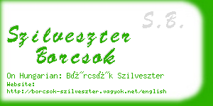 szilveszter borcsok business card